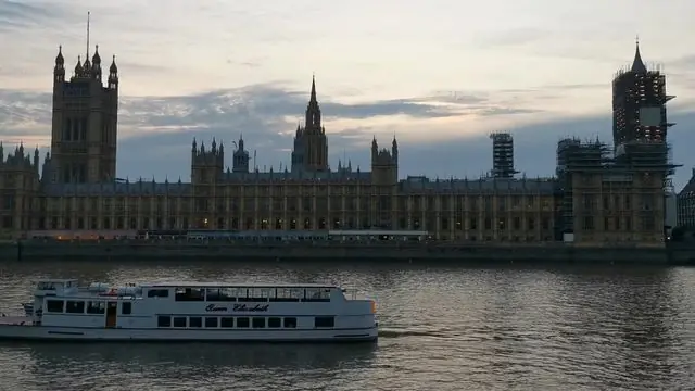 Westminster and the River Thames at sunset.